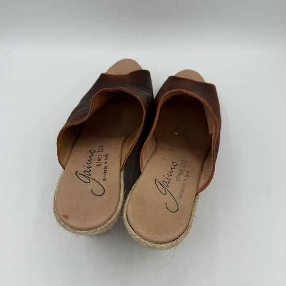 GAIMO Gossa Brown Leather Slide Wedge Espadrille Sandal Size 9.5 Slip-On Shoe - Picture 2 of 6